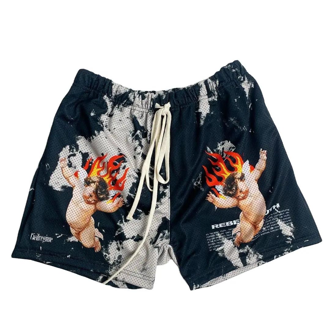 custom men double layer gym mesh graphic sweat gym mesh fashion sublimation powerlifting shorts