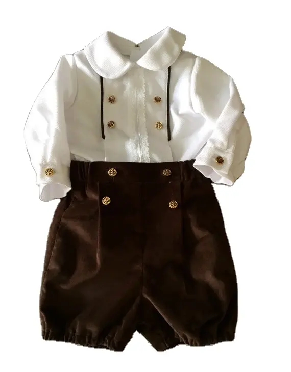 Ensembles de vêtements pour bébé garçon, chemises et pantalons blancs, tenue de baptême, offre spéciale