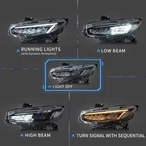Nouveaux phares LED de 10e génération pour Civic 2016-2021 Type <span class=keywords><strong>R</strong></span> berline/coupé/hatchback, animation dynamique et éclairage respirant - Product Image 1