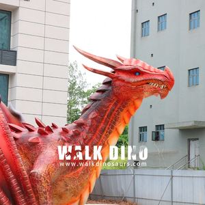 Dragon géant mécanisé animatronique à induction infrarouge à ailes rouges à vendre, dragon occidental personnalisé - Product Image 4