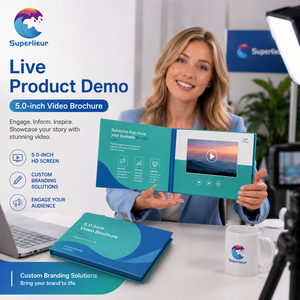 Brochure <span class=keywords><strong>Video</strong></span> Aziendale Personalizzata A5 con Copertina Rigida, LCD da 5 Pollici 800x480, Interruttore Magnetico, Riproduzione Automatica, Branding Aziendale, Arte Popolare - Product Image 5