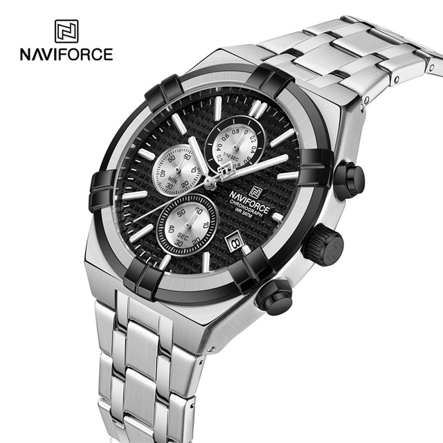NAVIFORCE 8042 Stainless Steel Pilot Chronograph Watch Men Quartz Watches Wholesale Manufacturer Original Luxury Style