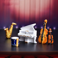 Dessin animé Miniature Musical Figurine Créative Instrument Simulé Piano Guitare Pour Café Restaurant Bureau Jardin Décoration de La Maison