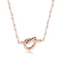 Landy – collier en acier inoxydable avec cordon et nœud pour femme, collier plaqué or rose