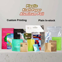 Sacs en plastique transparents avec logo personnalisé, film nacré blanc, avec trou de suspension, refermable, fermeture éclair, emballage plat