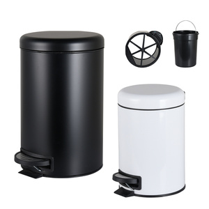 Poubelle ronde à pédale avec couvercle fermé en douceur Poubelle en acier inoxydable Poubelle pour la maison - Product Image 6