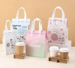 Mochila Ecológica para Entrega de Alimentos, con Logotipo Personalizado, Reciclable, Aislada, Negra, de Polipropileno No Tejido, con Asa Larga, para Pasteles, Sándwiches y Pan - Product Image 2