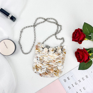 Bolso de Mujer de Hombro Estilo Hada con Cadena, de Piel Genuina Suave, con Lentejuelas Naturales de Fritillaria, Estilo Festivo Novedoso 2026 - Product Image 2