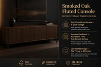 Meuble TV cannelé en chêne fumé style Japandi, meuble multimédia, fournisseur OEM de meubles de salon sur mesure, faible MOQ
