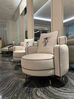 Fauteuil individuel de luxe léger italien, design moderne et épuré, pour salon de villa, chaise de loisirs en tissu pour la maison