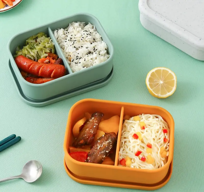 Recipiente de comida quente para almoço BPA livre tigela de silicone de grau alimentício forno micro-ondas disponível lancheiras de silicone Bento
