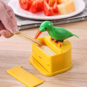 Boîte de rangement de cure-dents conteneur distributeur de cure-dents automatique organisateurs de bureau décor à la maison mignon petit oiseau boîte de cure-dents - Product Image 5