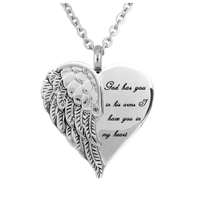 Angel Wing <strong>Hold</strong> Heart Cremation Urn <strong>Necklace</strong> Keepsake Memroial Jewelry for <strong>Ash</strong> - Product Image 3