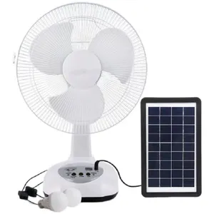 portable solar fan with led light AC/DC tent fan for camping outdoor battery rechargeable electric fan 12 Inches 3 Blades