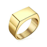 Benutzer definierte Logo Blank Classic HipHop Punk-Stil Geometric Square Einfache türkische vergoldete 925 Silber Herren Ring