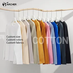 Custom Streetwear Heavy Weight Plain Tshirt Basic Long Sleeve Cotton T Shirt Customized Mens Blank T Shirt For Autumn