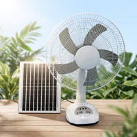 Kipas Meja Tenaga Surya Jetsh Hot Sale AC 12 inci 14 inci 16 inci Ventiladores Lampu LED Layar Digital Pengisian Daya USB Timer