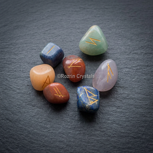 Ensemble de pierres runiques en pierres précieuses polies, forme libre, pour la guérison des chakras et du Reiki, cristaux d'art à collectionner, gravées, Gujarat - Product Image 2