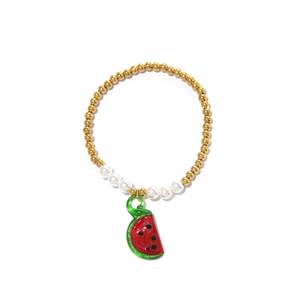 Pulsera de Cuentas con Dije de Sandía, Chapada en Oro, de Acero Inoxidable, Joyería de Moda para Mujer, Accesorio de Verano - Product Image 1
