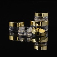 Récipient cosmétique vide avec couvercle doré argent, pot transparent personnalisé, de qualité supérieure, avec couvercles dorés, 3ml, 5ml, 10ml, 15ml, 20ml, 30ml, 50ml, 60ml, 80ml