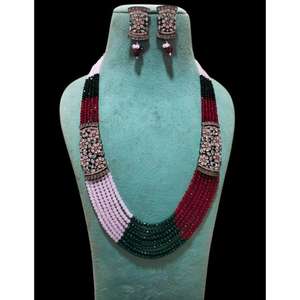 Joyería Rajasthani, Collar Raj Wada Haar, Joyería India, Collar Sabyasachi, Conjunto de Boda, Collar Largo con Cuentas, Collar Largo - Product Image 1