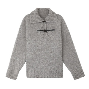 Nouveau design – Pull décontracté en <span class=keywords><strong>laine</strong></span> tricotée pour femme avec col à revers et boutons en corne, idéal pour l'automne et l'hiver, personnalisable - Product Image 5