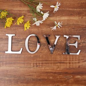 Pegatinas Decorativas con Patrón de Corazón y Letras en Espejo Plateado, Mural Artístico DIY para Interiores, Decoración para el Hogar, Fiestas y Bodas - Product Image 5