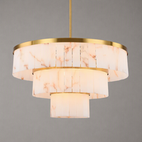 Lustre de luxe en pierre d'albâtre de grande taille, luminaire suspendu moderne à LED personnalisé pour hall, loft, escalier, en laiton et marbre