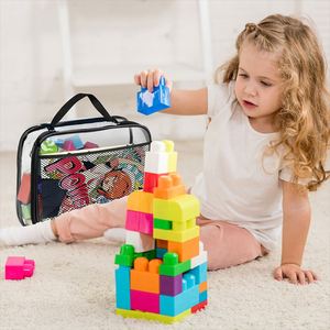 Sac de rangement pour jouets d'enfants en PVC personnalisé, avec organisation portable et étanche pour blocs de construction, fermeture éclair transparente pour le salon - Product Image 4