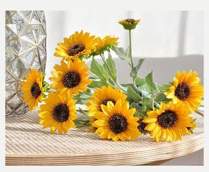 Grande fleur de tournesol artificielle à 3 têtes pour décoration intérieure - Product Image 5