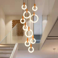 Décoration élégante Intérieur personnalisé Hôtel Villas Lustres à led de grande taille Restaurant d'intérieur Pendentif doré