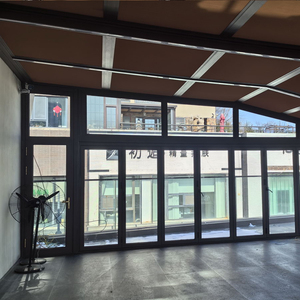 Jardin d'hiver moderne à toit incliné, véranda autoportante rétractable en aluminium et verre trempé, véranda <span class=keywords><strong>mobile</strong></span> 4 saisons pour villa - Product Image 3