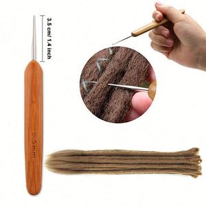 Perruca de Fibra Química con Mango de Bambú Carbonizado y Cabeza Metálica para Crochet de Rastas - Product Image 2