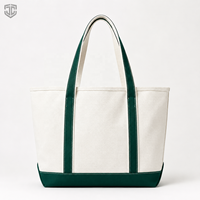 Sac fourre-tout en toile personnalisable de 16 oz, résistant à l'eau, écologique, avec surpiqûres contrastées, grande capacité, tendance