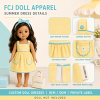 Vêtements de poupée en gros : Robe d'été avec bandeau à nœud et sacs fourre-tout en tissu doux tissé, taille personnalisée, fabricant OEM, coffret cadeau