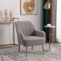 Fauteuil d'appoint commercial moderne à surpiqûres, structure en métal doré brillant pour hall d'hôtel, salon de thé, salle d'attente de réception