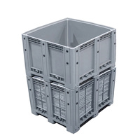 Boîte en plastique solide HDPE emballage palette en plastique conteneur en vrac avec roue