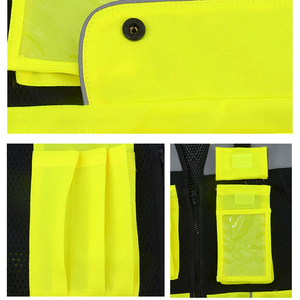 CITICITY High Vis Reflective Vest Zipper <b>Construction</b> <b>Uniform</b> Mens Reflective Work Jacket Safety Vest with Multi Pockets - Product Image 6