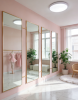 Grand miroir de studio de danse sans cadre HD mural en verre trempé de 5 mm avec support de sécurité personnalisable pour salon, escalier, solaire
