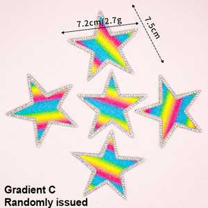 Stok buatan tangan Glitter Bling gradien warna-warni bintang Iron-on berlian imitasi <span class=keywords><strong>Patch</strong></span> merasa berlian applique manik-manik dekorasi untuk sepatu - Product Image 5