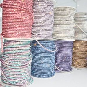 Cordon de cristal rond de 4 mm de largeur, cordon de cristal scintillant, cordon de coton scintillant, garniture de cordon, bricolage, bijoux, sacs, capuches, cordon pour chaussures - Product Image 5