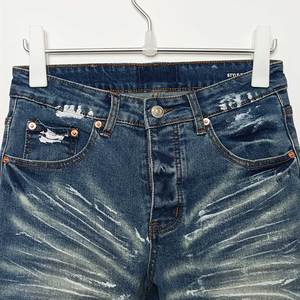 Hindistan Indigo Denim kumaş plise boy pantolon artı boyutu erkek kot boya Baggy kot Hommes Slim Fit - Product Image 2