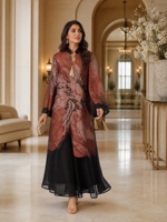 Robe longue maxi YSYL à manches fendues avec décorations de pompons contrastants, idéale pour les fêtes, les festivals, les mariages, vêtements islamiques, polyester jacquard, abaya