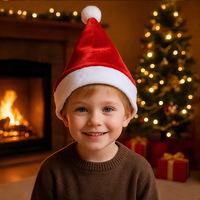 Approvisionnement exclusif transfrontalier de chapeaux de Noël en velours pour adultes et enfants, chapeaux de Noël rouges, chapeaux pour tenues de fête de Noël
