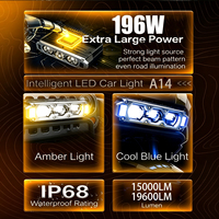 Lampu Kabut Tambahan Eksternal CST A14 3 Lensa Tri Warna 196W, Lampu Kerja, Lampu Ambient Samping, Lampu Grille Mobil, Lampu Sorot LED Motor