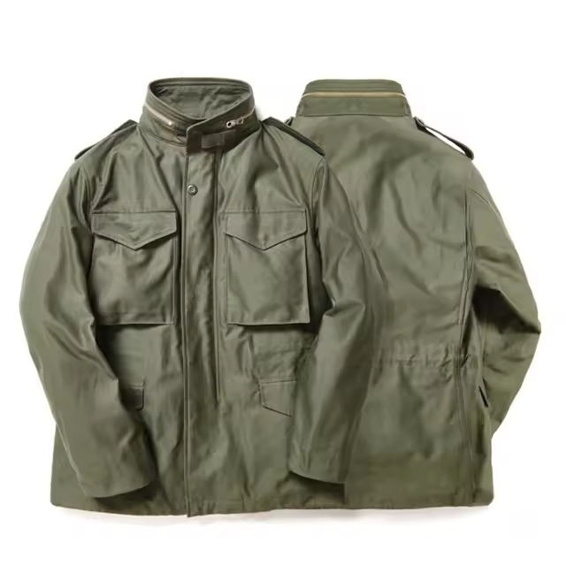OEM AMY-M65 Battlefield Style Jacket for Men Vintage Multi-functional Design Stand Collar Zipper for Winter Front