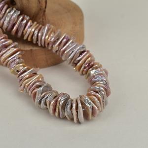 Perle d'eau douce naturelle de forme irrégulière, semi-finie, en bloc rectangulaire baroque violet, superposée, blanche - Product Image 4