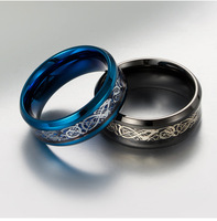 Bague unisexe en titane PT900 avec motif de dragon et diamants, gravée en fibre de carbone, cadeau pour lui et pour elle, sortie d'usine