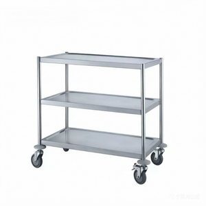 Carrello in Acciaio Inox a 3 Ripiani Leggero, Tubo Rotondo Economico da 0,6 mm, Carrello di Servizio con Maniglia Rimovibile per Cucina e Hotel - Product Image 2