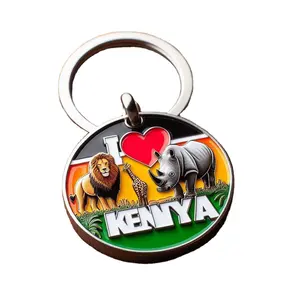Custom Zinc Alloy Metal Africa Big Five Wild Animal Tanzania Kenya Souvenir Keychain